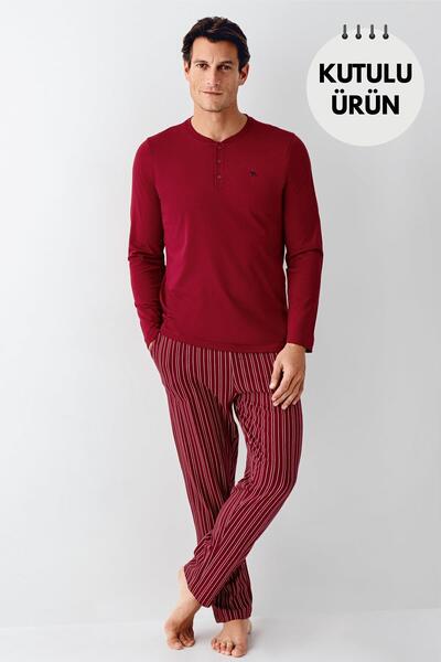 Arnetta Uzunkol Kuutulu Men's Pajama Set, 100% Cotton, Big Size Men's Pajama Set