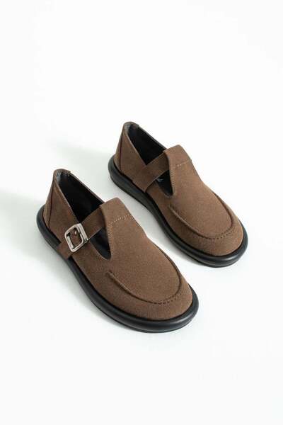 diclepolat Women's Brown Suede Loafer Shoes with Buckle Detail – Comfortable and Stylish for Everyday Use Margos