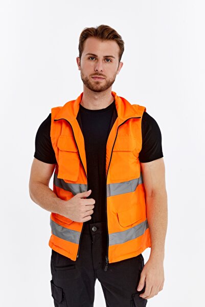 Uniprom Engineer Vest Executive Warning Vest Nora Model Reflective Neon Orange