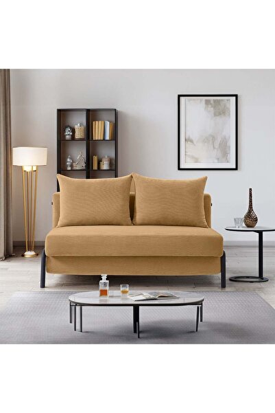 Danube Home Jameson 2-Seater Fabric Sofa Bed - Caramel, Solid Wood, 151.5x97x71cm, 2-Year Warranty