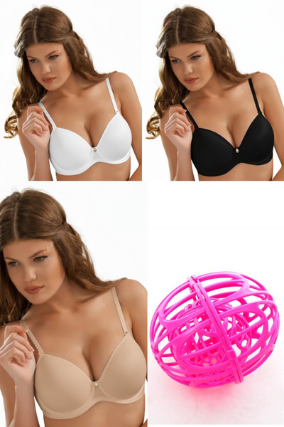 Le Jardin 9700 Diana 3-Piece Eco Pack (Black-White-Tan) + Gift Bra Set