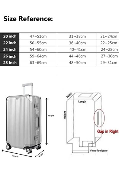 Generic 20/22/24/26/28 inch Suitcase Cover PVC Luggage Cover Protector Waterproof Dustproof