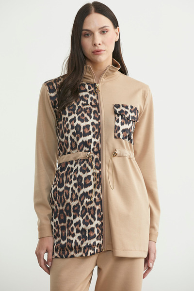 Sementa Leopard Combination Scuba Tunic Tracksuit Set - Beige