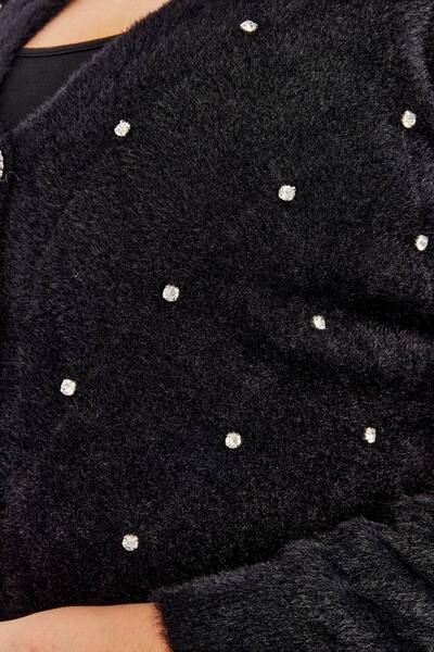 Laden Knitwear Women's Bearded Rope Stone Thick Coat Winter Mother Cardigan