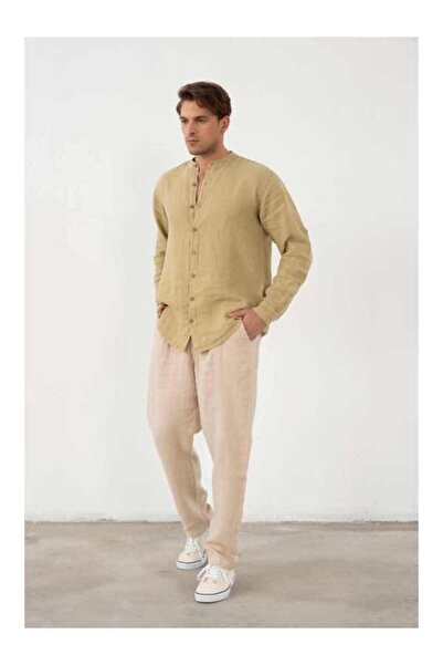 İpekçi Otantik Keten Hakim Yakalı Erkek Gömlek