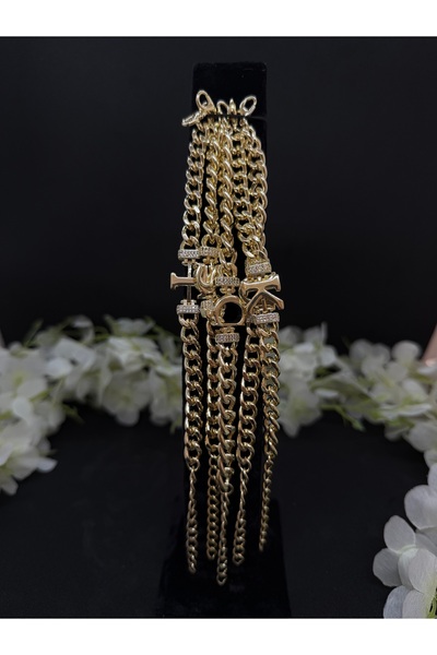 Constanza Exclusive 14 Ayar Altın Renginde R Harfli Paslanmaz Çelik Bileklik 108