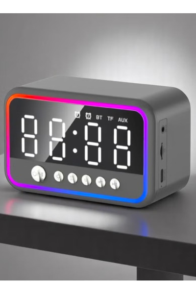 DLC RGB Digital Alarm Clock Bluetooth Speaker USB Charging Port for Bedroom & Travel