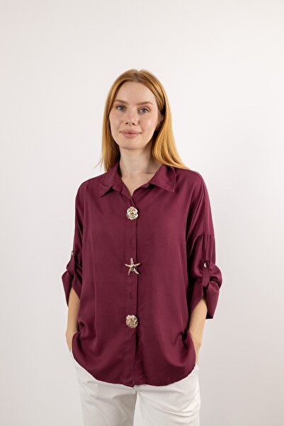 Butik Suat Düğme Detaylı Beli Bağlamalı Uzun Gömlek