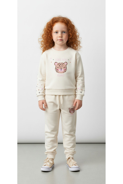 ALG Girl's Cute Animal Printed Suit with Heart Detail on the Sleeves