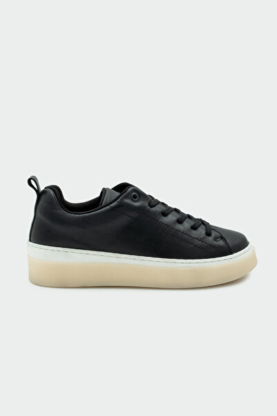 LAMİNTA Skye Black Genuine Leather Flat Sneakers