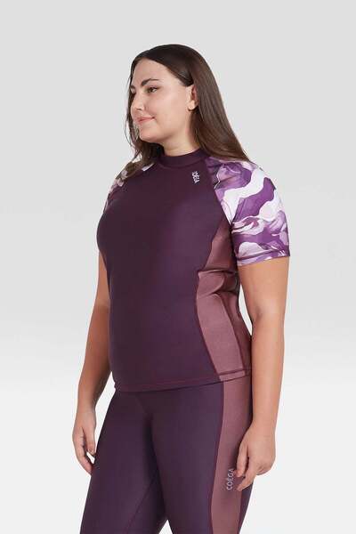 Coega Sunwear Ladies Rashguard Short Sleeve - Dusky Purple Textures