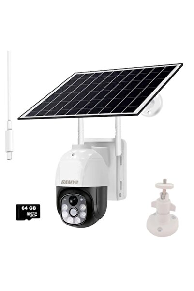 GAMYS Security camera with solar panel, 3MP, WIFI, 8000mAh battery, USB cable and 64GB card
