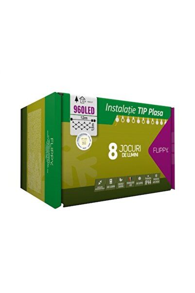 Flippy Plasă luminoasă de Crăciun, 12m x 1.5m, 960 LED-uri, alb cald