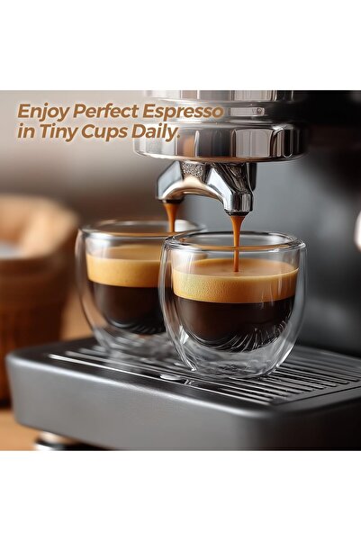 Alcoach Double-Wall Glass Latte Cups Set - 6 x 80 ml