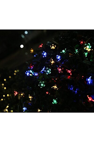 Flippy Lumini de Crăciun pentru exterior, cu energie solară, 6,5 m, 30 de becuri LED multicolore în formă de floare de cireș