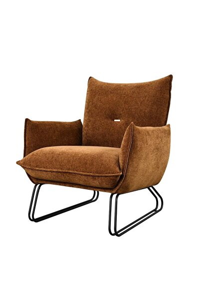 Danube Home Javon 1 Seater Fabric Sofa - Rust Color, Solid Wood & Metal Frame, 2 Year Warranty, 75x81x79cm