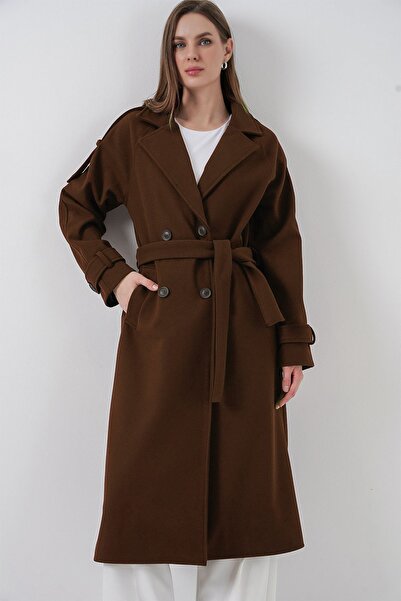 Hiccup Bdart Double-Breasted Lapel Buttoned Cashmere Coat