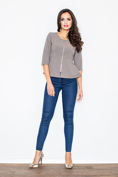 Figl Short jacket with zipper, gray - short jacket M132, size XL