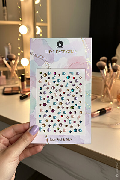 BearPear Damla ve Kalp Kesimli Renkli Yüz Taşı Face Gems Makyaj Aksesuar