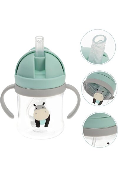 Yelajoy Beginner Straw Cup with Handles, 8.4 oz, Silicone Straw, Pink