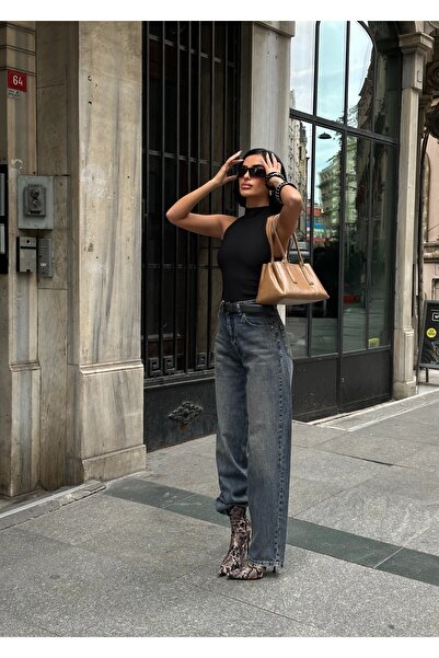 MEECY Women Baggy Jean High Waist Palazzo Stretchy Denim Pants