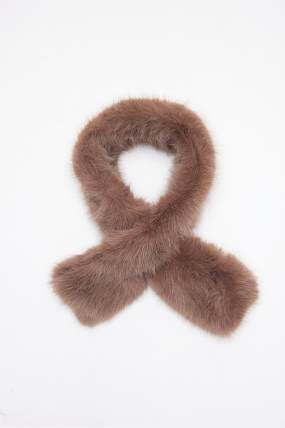 PAULMARK Women's Tie-Up Fur Kaşkol