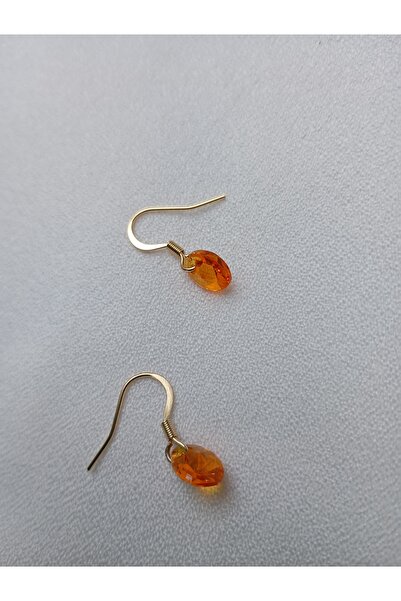 OEM 18K gold plated earrings with 8mm Swarovski Tangerine crystal