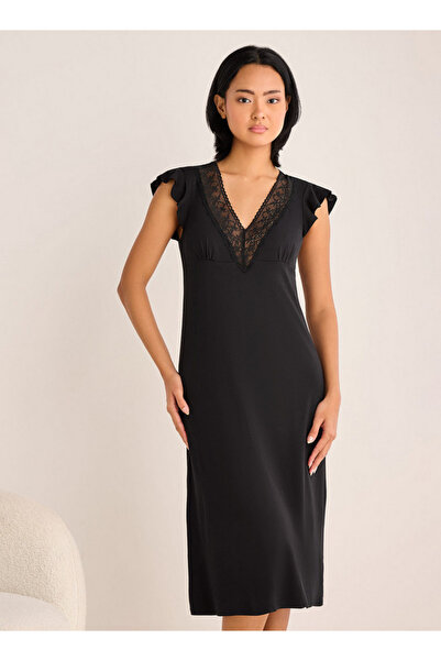 FAV V-neck Night Dress with Cap Sleeves