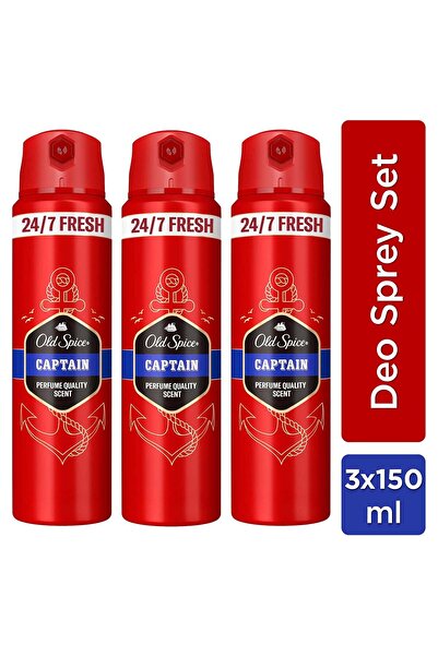 Old Spice Captain Erkek Sprey Vücut Deodorantı 150 ml x 3 Adet