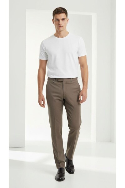 Plus Scorpion Men's Fabric Trousers Slim Fit – Black, Navy Blue, Beige, Light Grey, Anthracite, Mink – Flexible Comfortable Classic