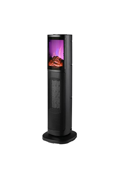 SERSIMO Electric column fireplace with flame effect, 2000W, thermostat, 20x20x64 cm, black