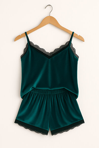 belpa Sıla Sella Velvet Lace Detailed Shorts Set