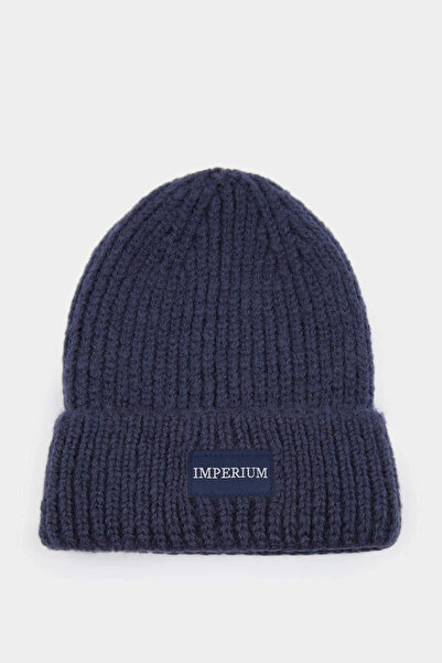 DeFacto U9177Azin8 Indigo Men's Woven Label Beret