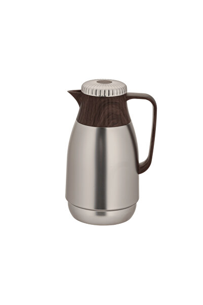 ALSAIF Aram Coffee and Tea Thermos, 2 pieces from Al Saif / Elegant design to suit all tastes, 0.5 liter, matte nickel, wood finish