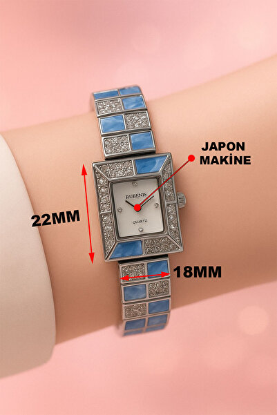 Rubenis Stone Detailed Vintage Steel Case Women's Wristwatch Ls933