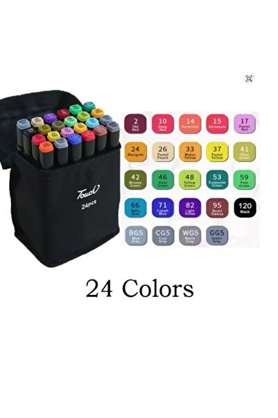 OEM Set 24 Markere Profesionale Touch, Birotip Dual , Culori Vibrante, Geantă...