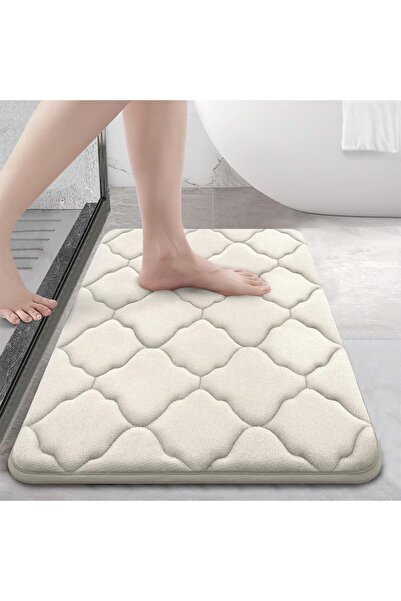 Faria Memory Foam Bath Mat, Absorbent and Quick Drying, Non-Slip Base, Comfortable and Soft 120x80cm White
