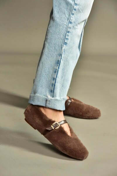 Fox Shoes V820105504 Brown Plush Daily Flat Women's Ballerinas