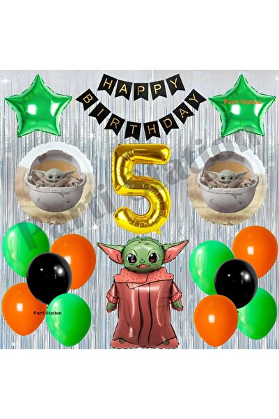Parti Station Star Wars 5 Year Old Balloon Set Star Wars Star Wars Baby Yoda ...