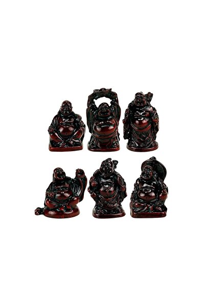 DECOR Κόκκινοι Βούδες από πολυστυρένιο σετ 6 μινιατούρων -- 250 γρ. 5 εκ.