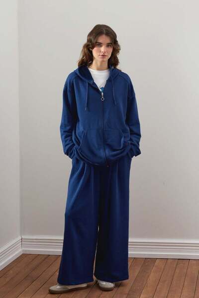Ceylan Otantik Indigo 3 Thread Long Zipper Tracksuit Set