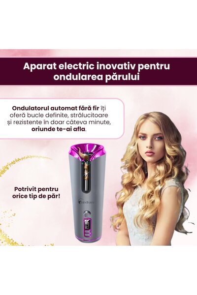 KindKare Wireless Automatic Hair Curler, USB Charging, LCD, 6 Temps, 11 Timers, Ceramic & Tourmaline