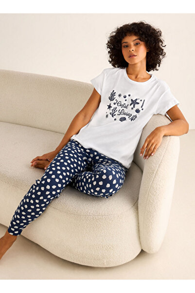 FAV طقم بيجامة تي شيرت مطبوع وبيجامة