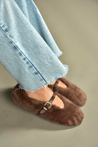 Fox Shoes V820105504 Brown Plush Daily Flat Women's Ballerinas