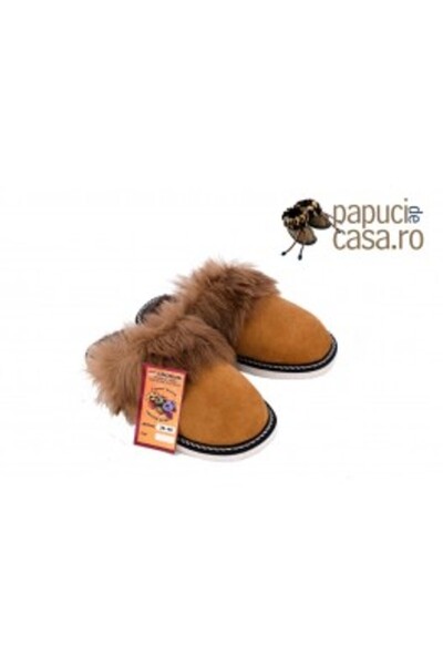 PFA CIOCARLAN ELENA F1000-Papuci de damă din piele și blană, mărimea 36 EU