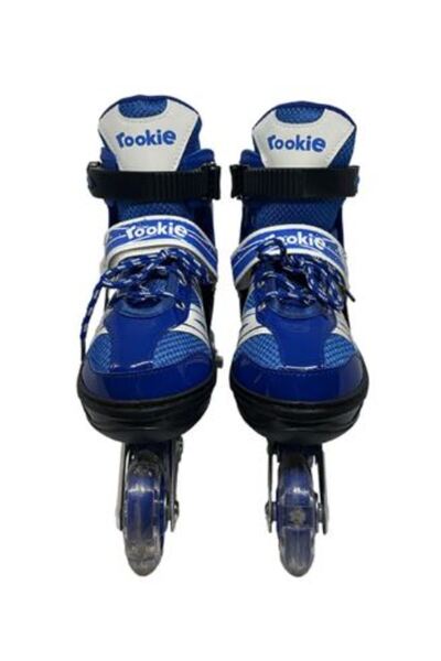 Rookie Adjustable Foot Numbered Lighted Bag Roller Skates Size 35-38 Blue