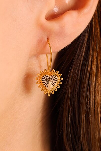 Çgk Çiğdem Gürel Kuyumculuk 14 Ayar Altın Renk Özel Kesim Kalp Detaylı Sallan...