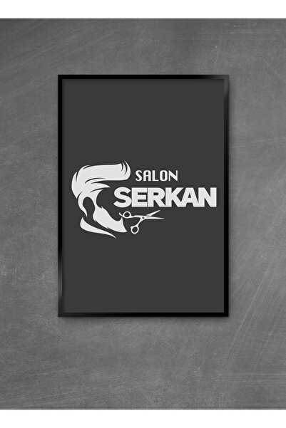 TABLOX Kişiye Özel İsimli Gerçek Çerçeveli Berber Kuaför Dekorasyon Tablo Duv...