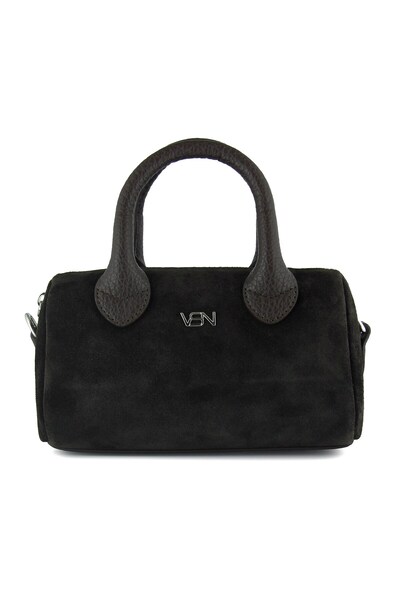 Erkan Saçmacı Brown Genuine Cowhide Suede Zippered Small Size Daily Shoulder Bag with Hanging Inner Pocket