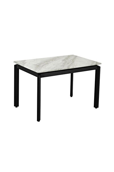 Danube Home Flash 4-Seater Marble Top Dining Table - Elegant White Grey/Black Finish, 2-Year Warranty